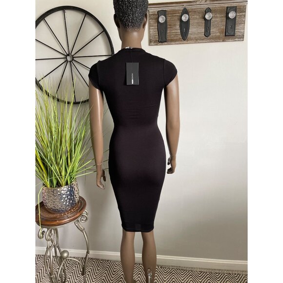 FashionNova Joji Dress Black Slim Fit Knee-Length Bodycon XS - Picture 3 of 7